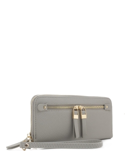 Saffiano Fashion Zipper Wallet Wrist TW0001 GRAY